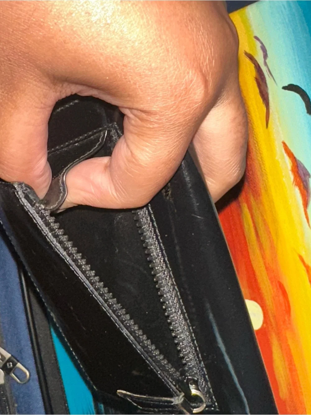 GUC Salvatore Ferragamo Black Patent Leather Bifold Wallet